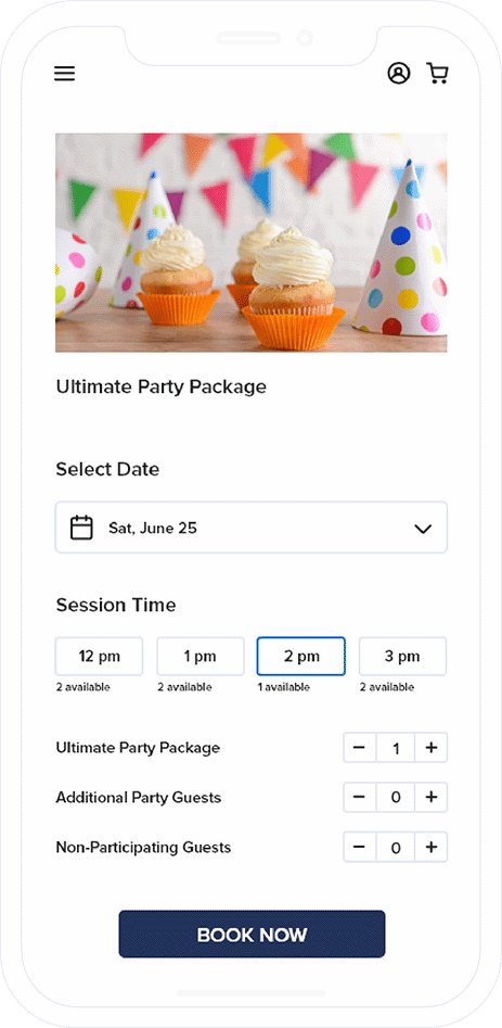 Book Party Packages on Phone
